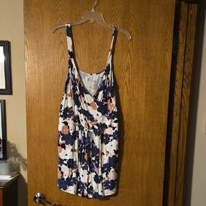 Floral Sleeveless Romper- Blue and Pink